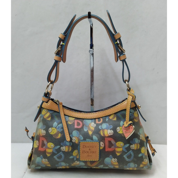 Dooney & Bourke Multicolor Bees Coated Canvas Leather Trim Hobo Shoulder Bag - Picture 1 of 16